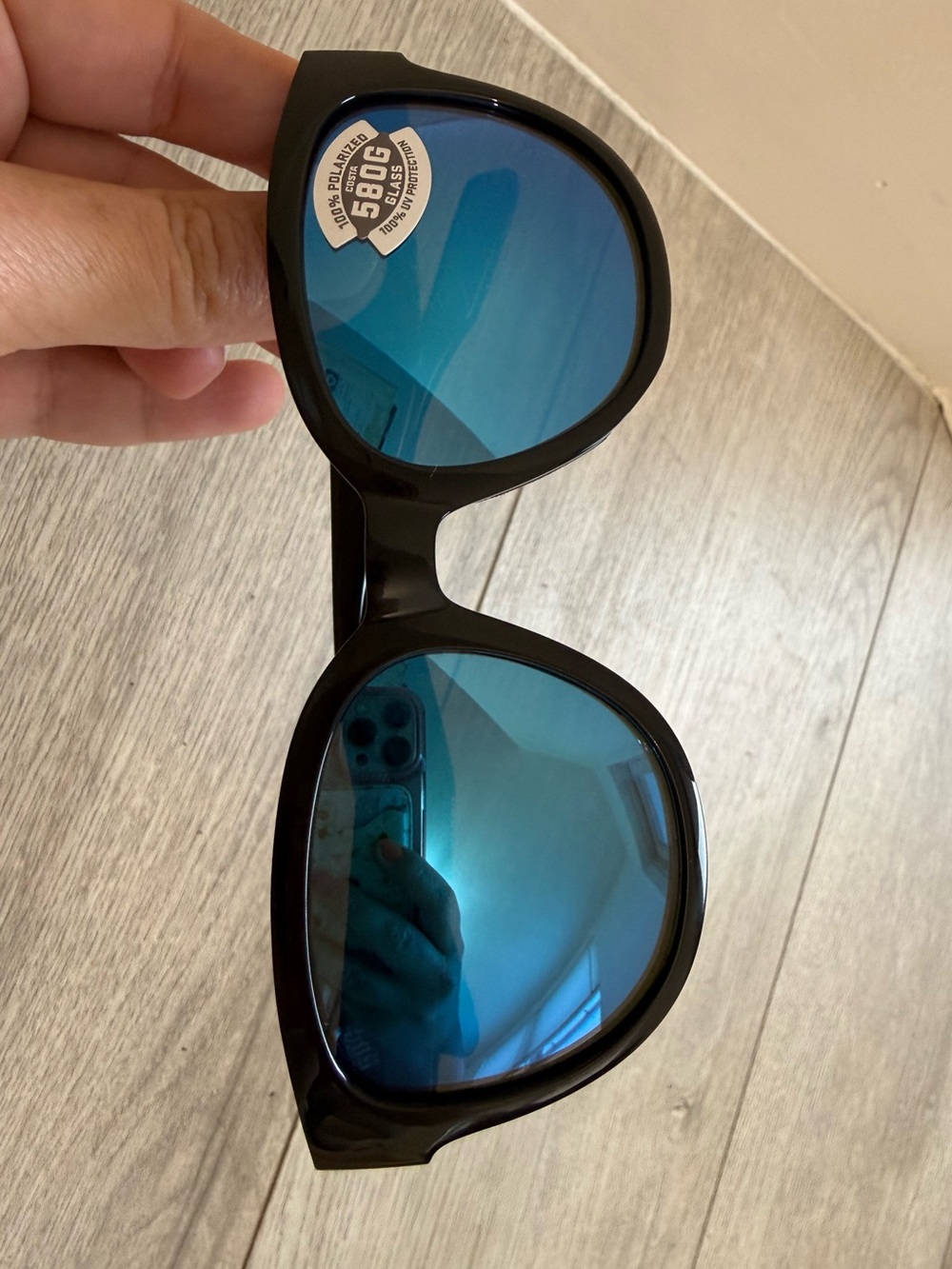 Costa del Mar Salina Black Frame Blue Lens Polarized Sunglasses for Men